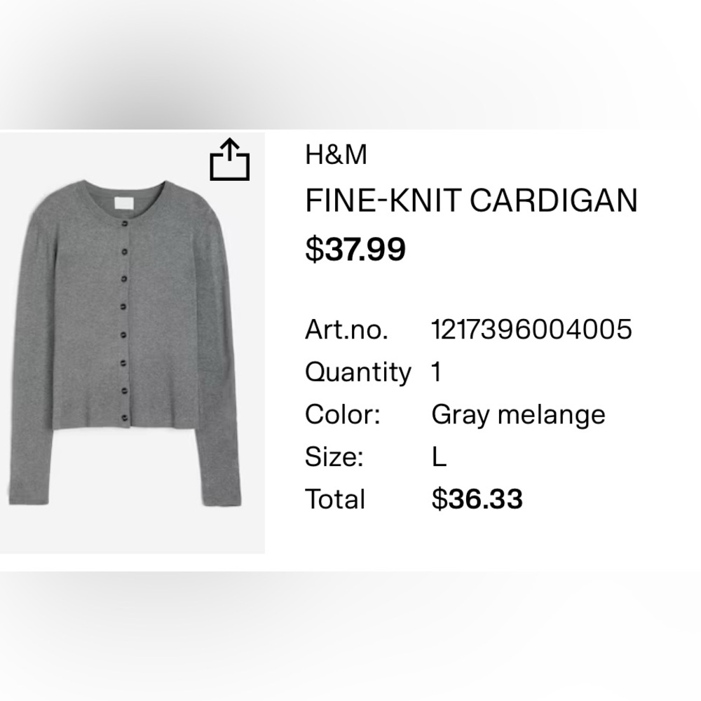 H&M Gray Melange Knit Cardigan